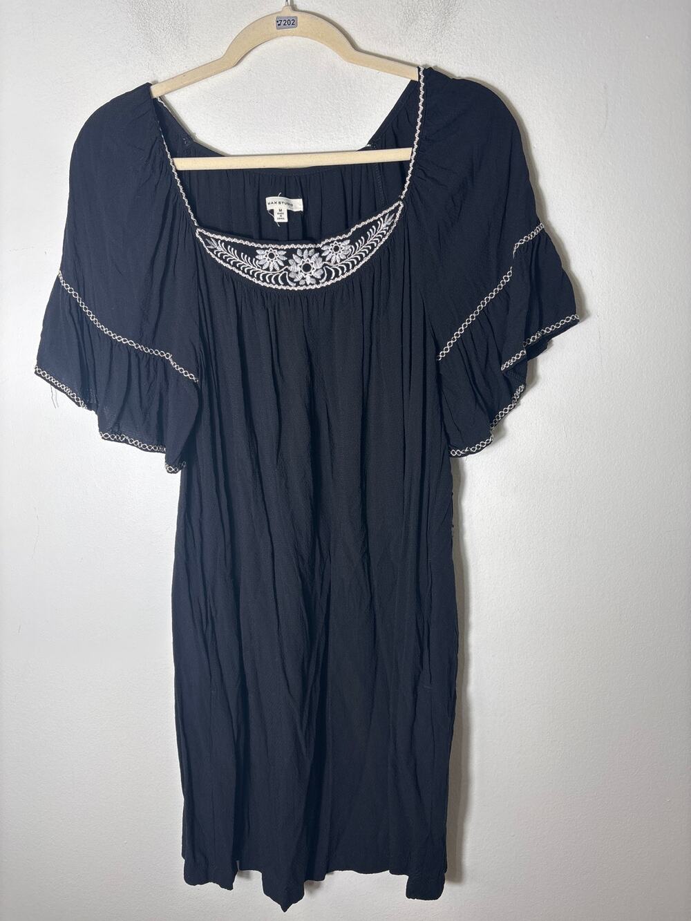 Max Studio Black wih White Embroidery Dress Sz M